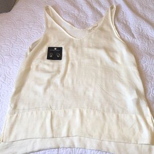 Ivory White top with Green Earrings